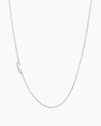Woman wearing Alphabet Necklace || option::14K Solid White Gold, C