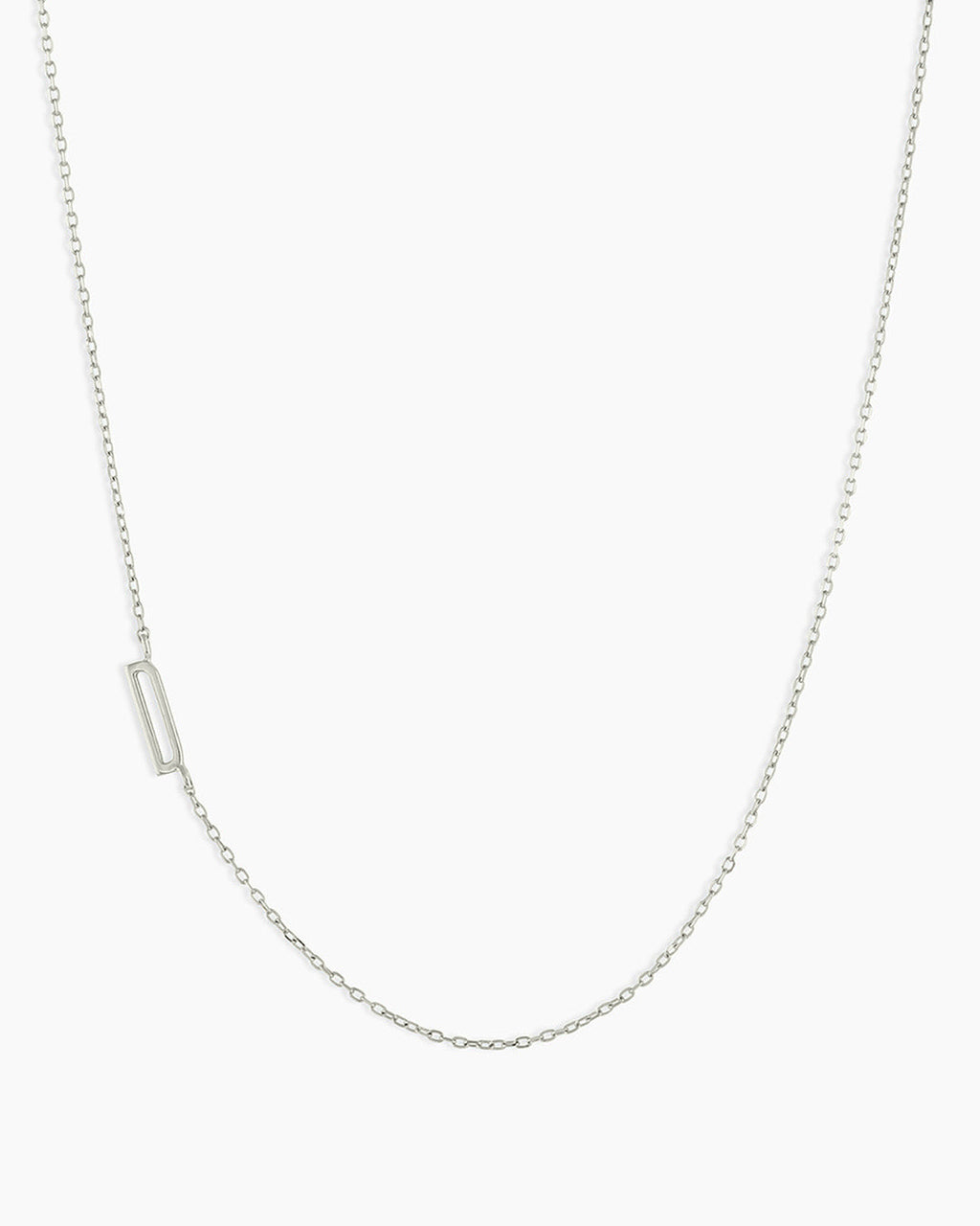 Woman wearing Alphabet Necklace || option::14K Solid White Gold, D