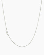 Woman wearing Alphabet Necklace || option::14K Solid White Gold, D