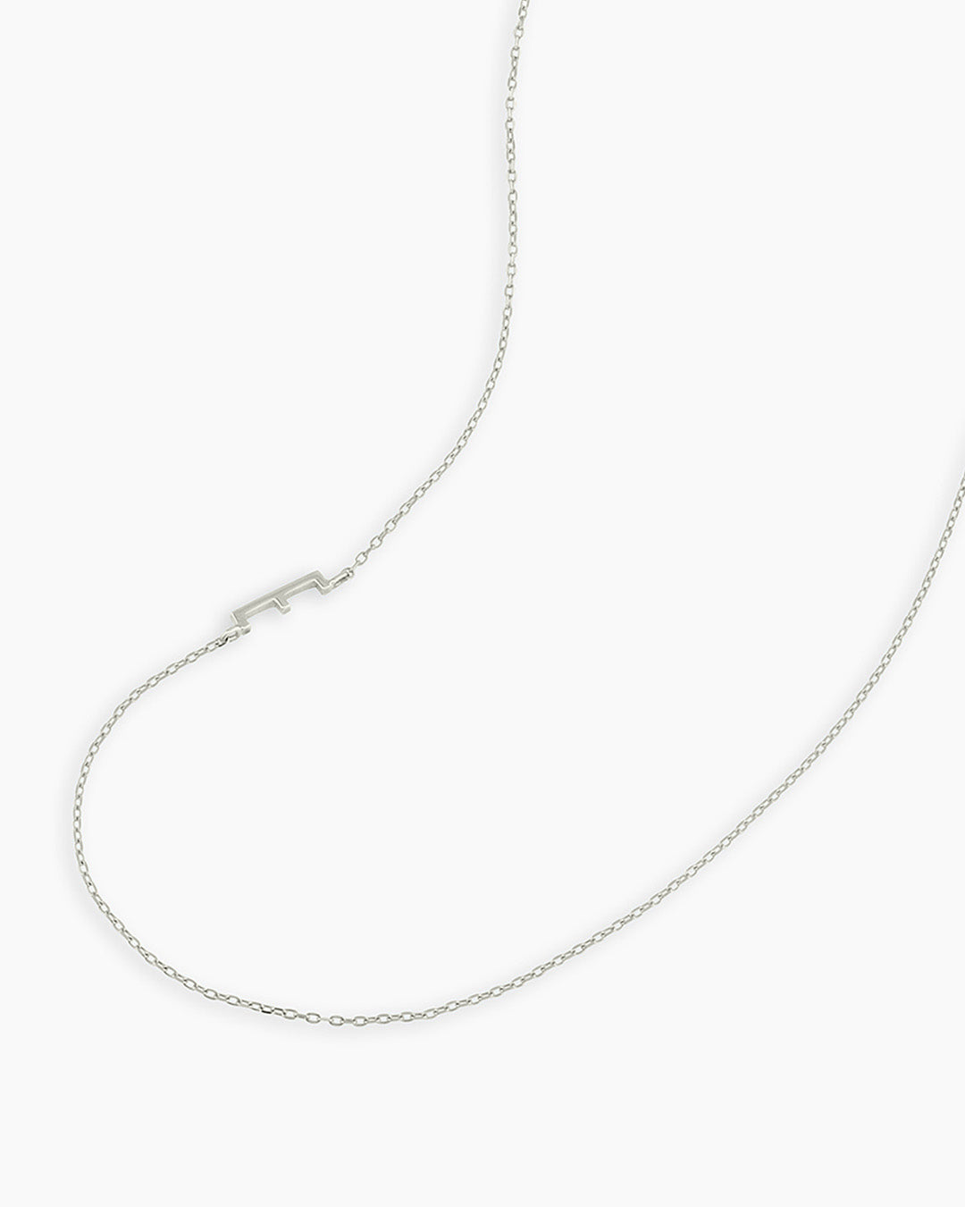 Alphabet Necklace || option::14K Solid White Gold, E