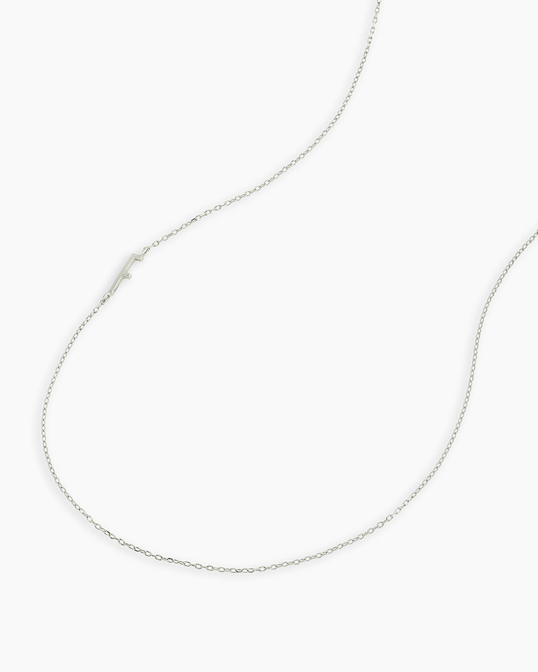 Alphabet Necklace || option::14K Solid White Gold, F