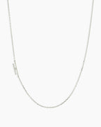 Woman wearing Alphabet Necklace || option::14K Solid White Gold, H