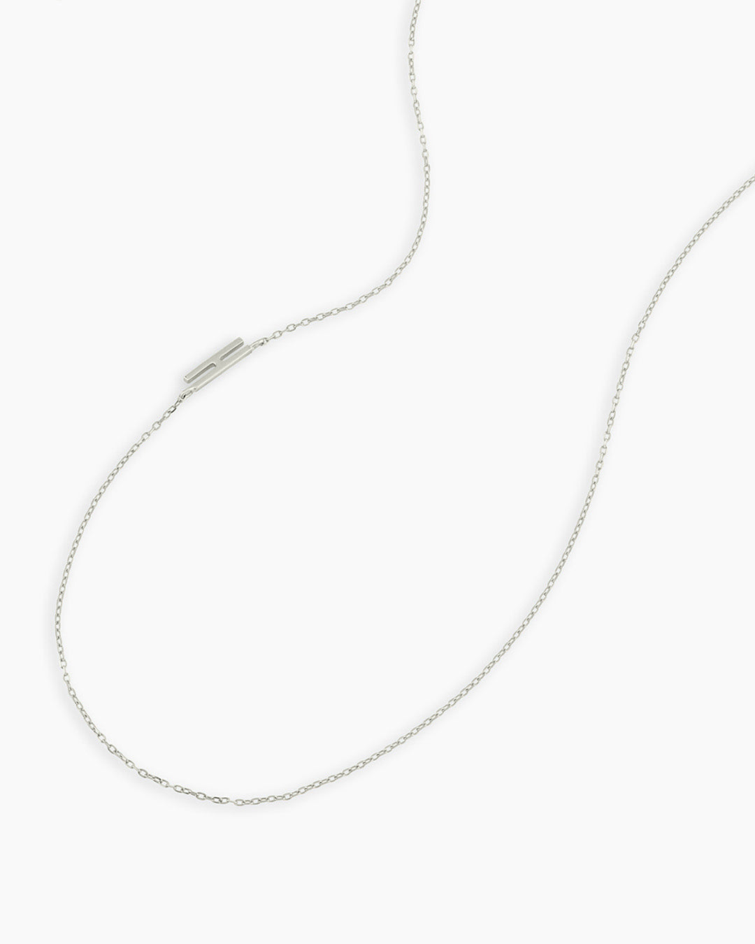 Alphabet Necklace || option::14K Solid White Gold, H