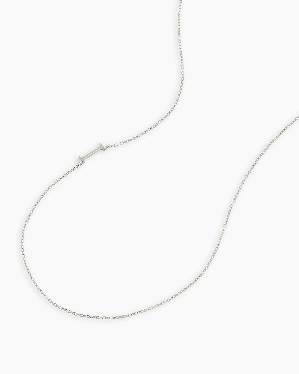 Alphabet Necklace || option::14K Solid White Gold, I