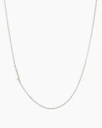 Woman wearing Alphabet Necklace || option::14K Solid White Gold, J