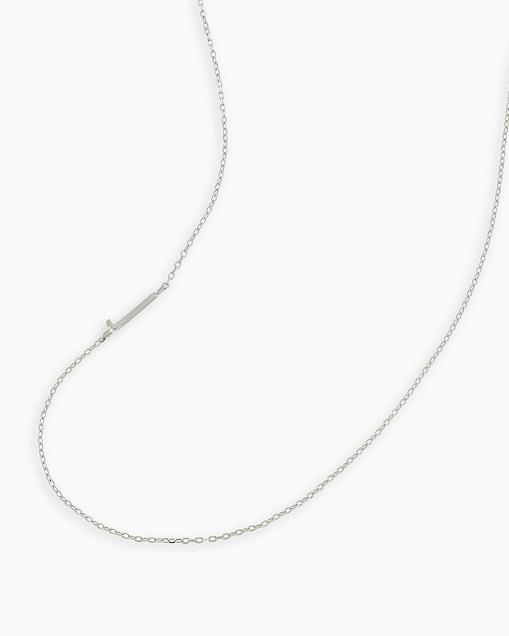 Alphabet Necklace || option::14K Solid White Gold, J