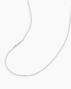 Alphabet Necklace || option::14K Solid White Gold, J
