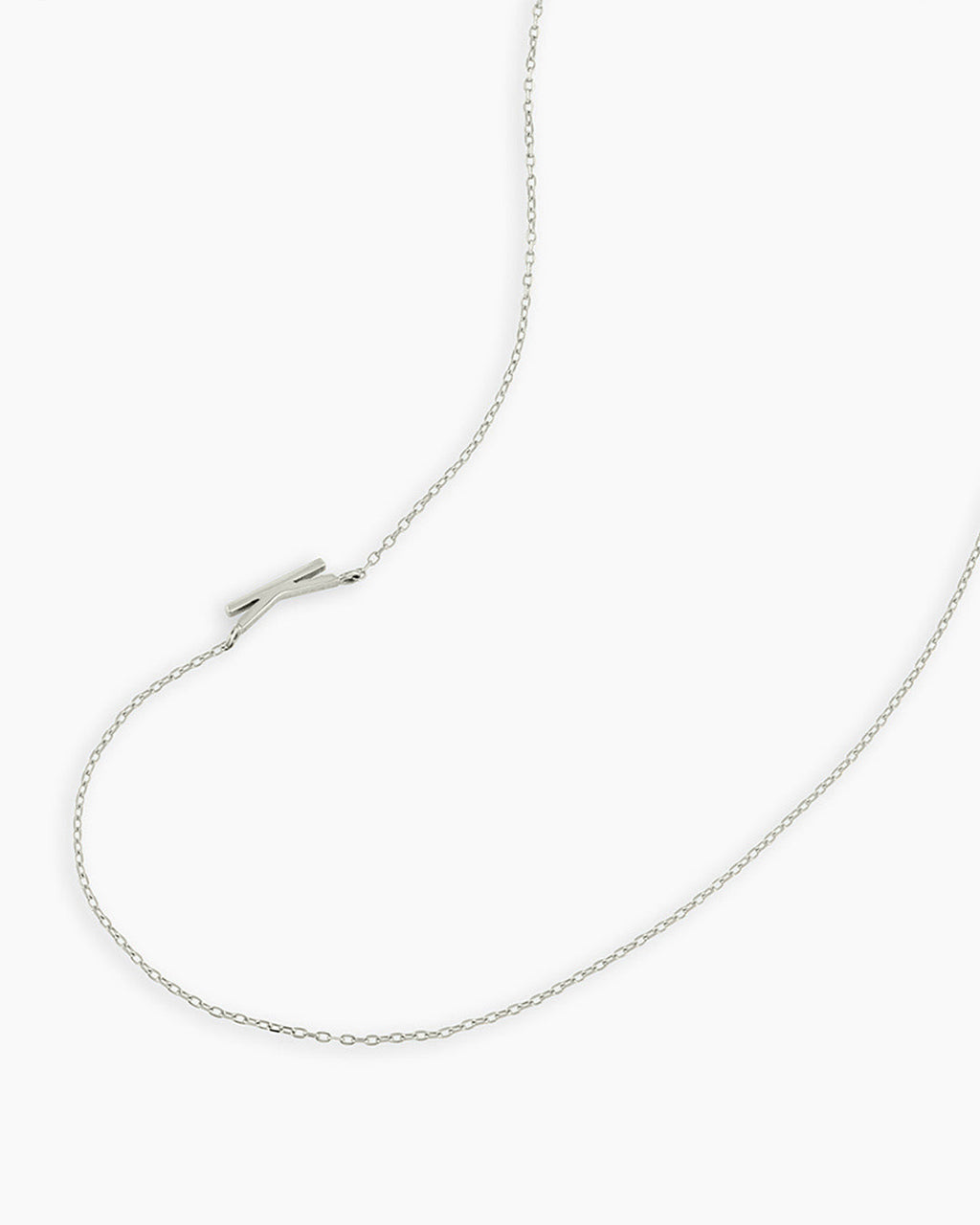 Alphabet Necklace || option::14K Solid White Gold, K