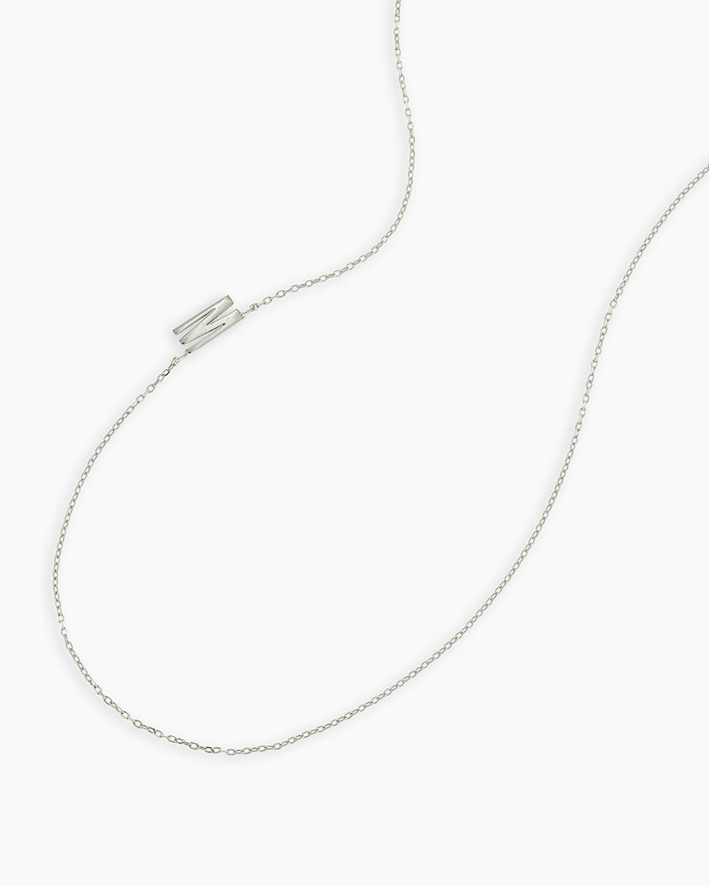 Alphabet Necklace || option::14K Solid White Gold, M