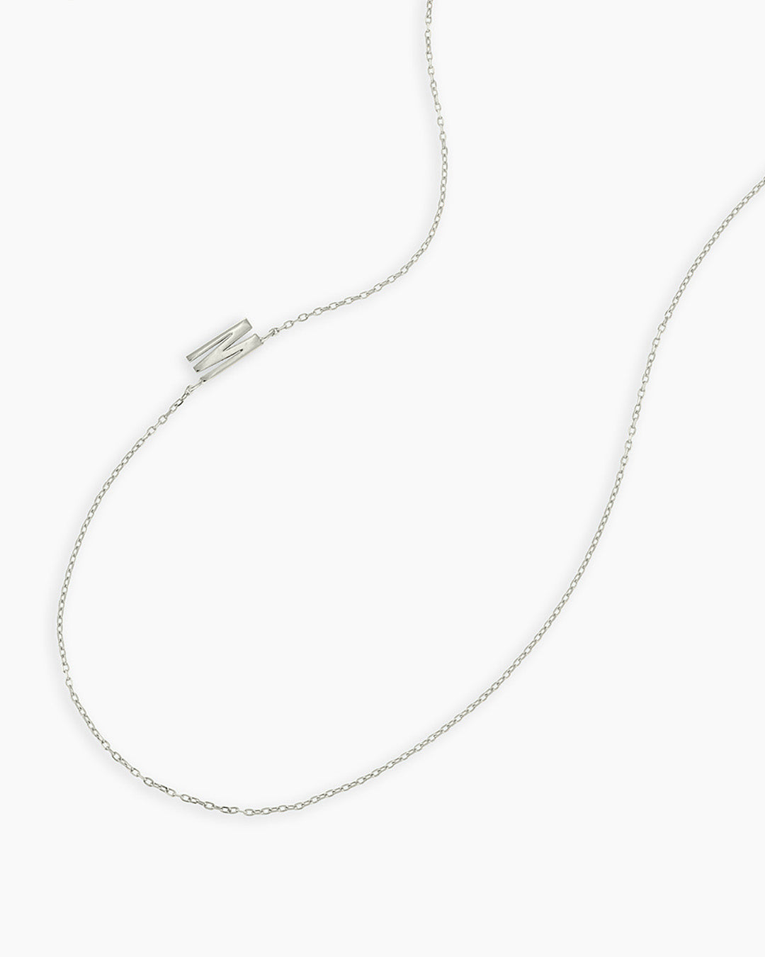 Alphabet Necklace || option::14K Solid White Gold, M