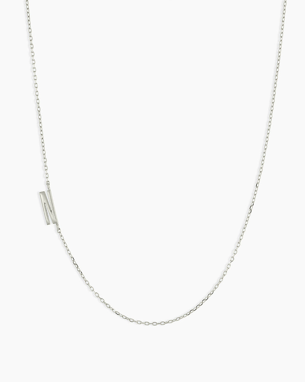 Alphabet Necklace || option::14K Solid White Gold, N