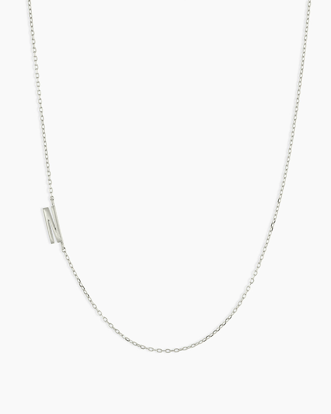 Alphabet Necklace || option::14K Solid White Gold, N
