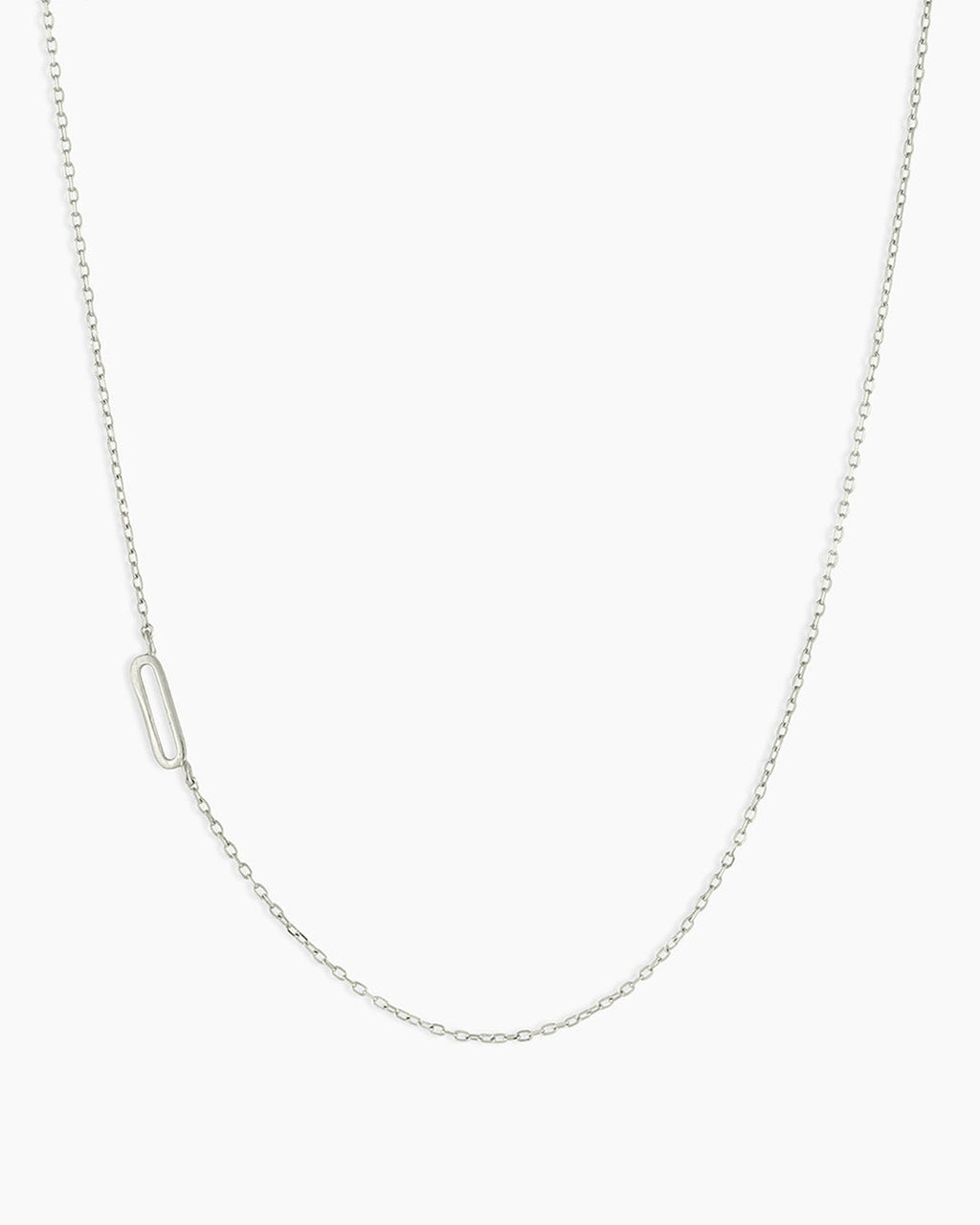 Alphabet Necklace || option::14K Solid White Gold, O