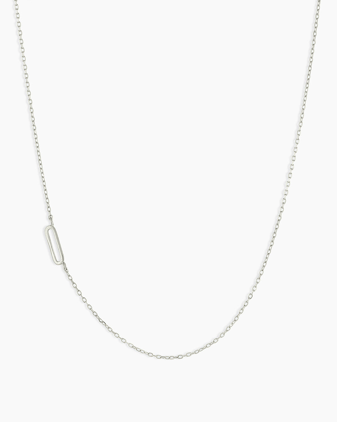 Alphabet Necklace || option::14K Solid White Gold, O
