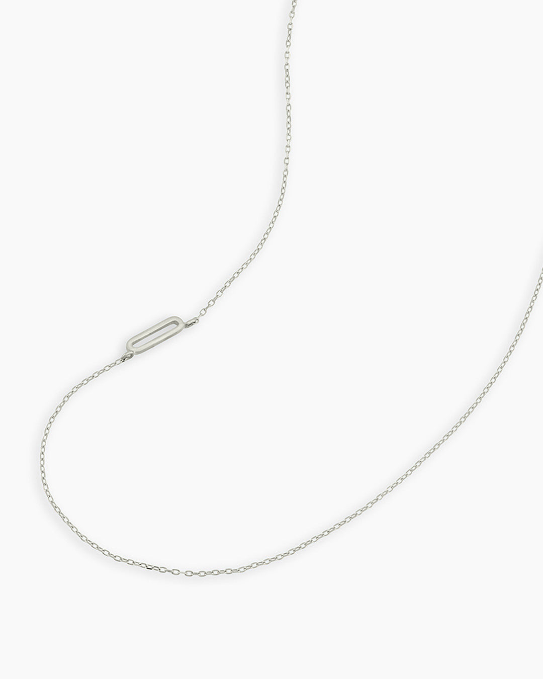 Alphabet Necklace || option::14K Solid White Gold, O