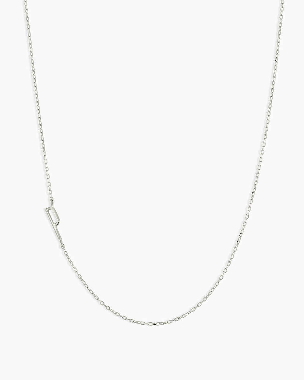 Alphabet Necklace || option::14K Solid White Gold, P