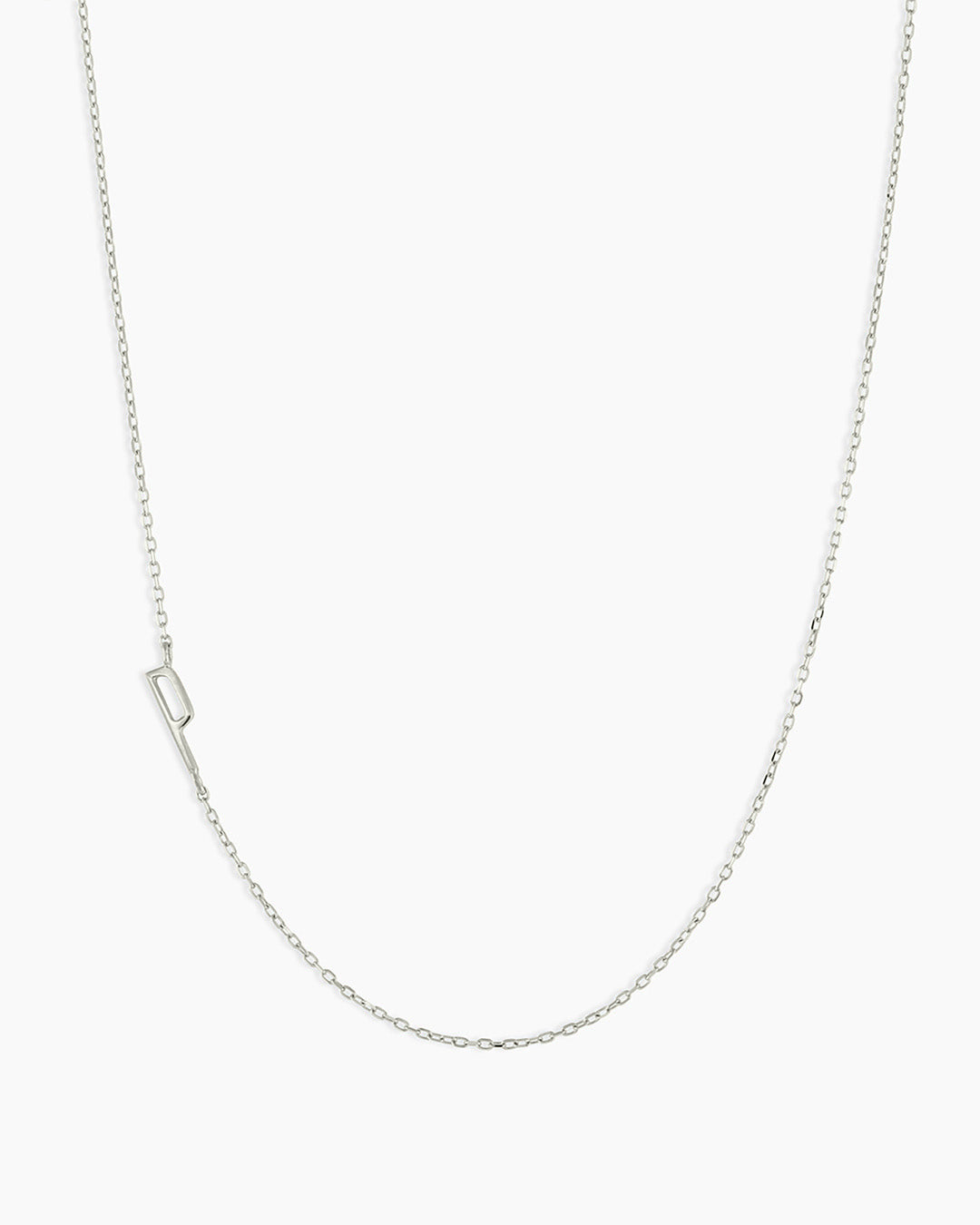 Alphabet Necklace || option::14K Solid White Gold, P
