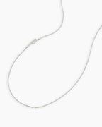 Woman wearing Alphabet Necklace || option::14K Solid White Gold, P