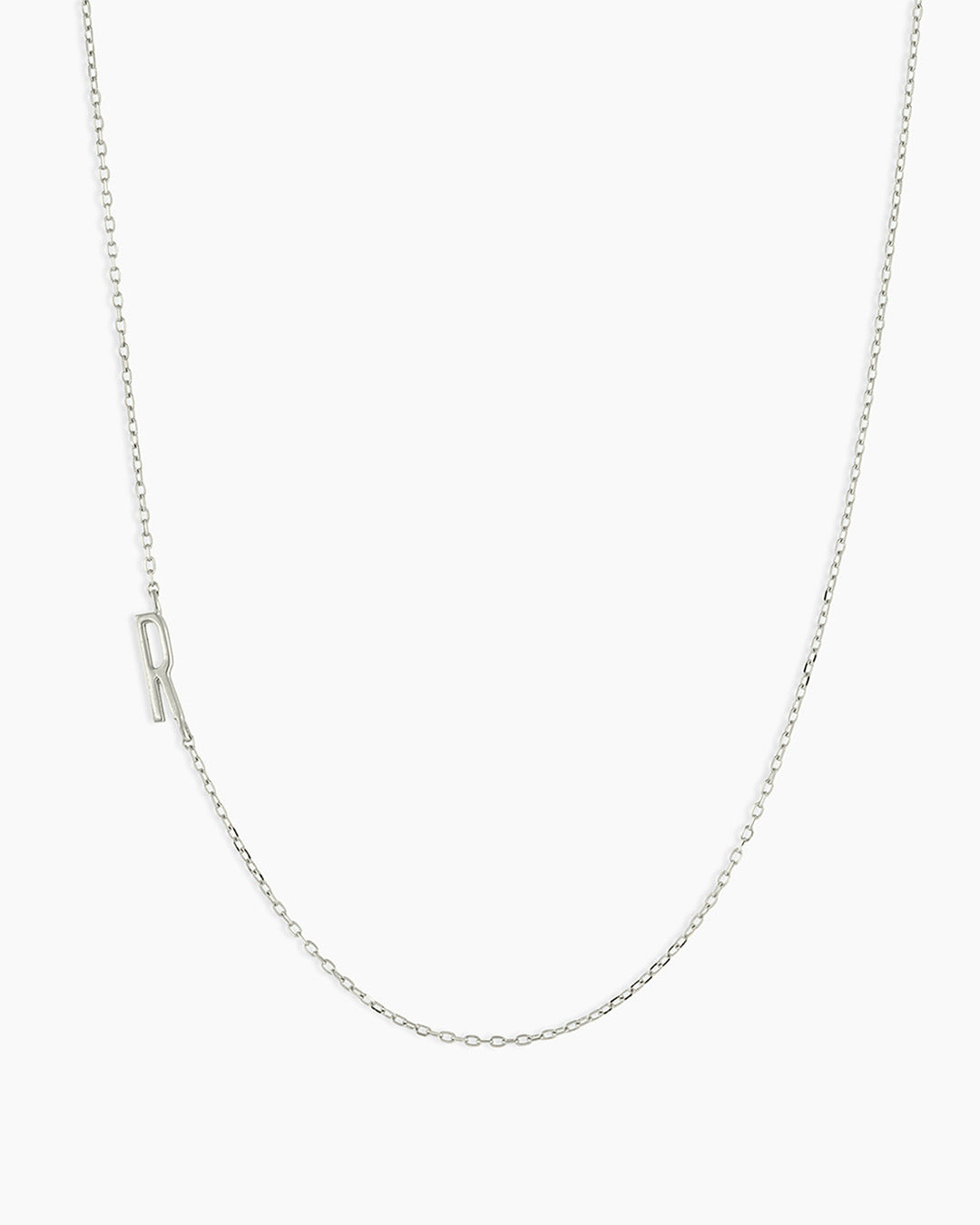 Alphabet Necklace || option::14K Solid White Gold, R
