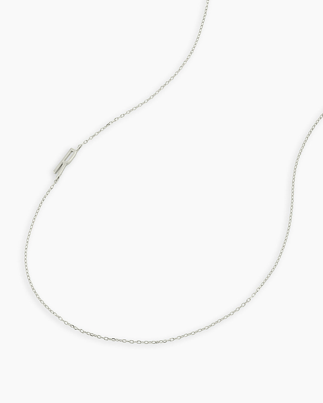 Alphabet Necklace || option::14K Solid White Gold, R