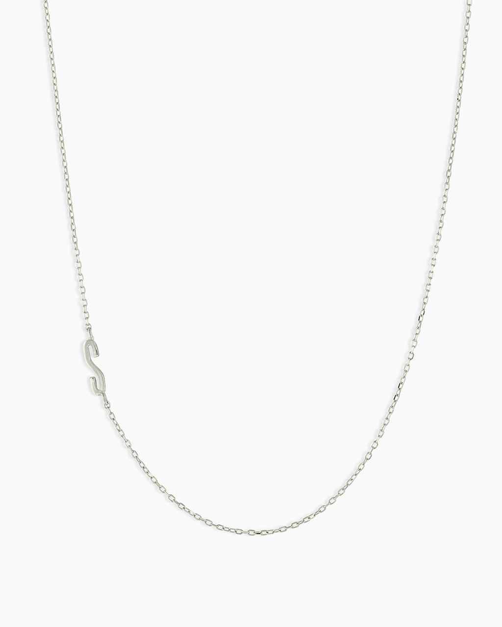 Alphabet Necklace || option::14K Solid White Gold, S
