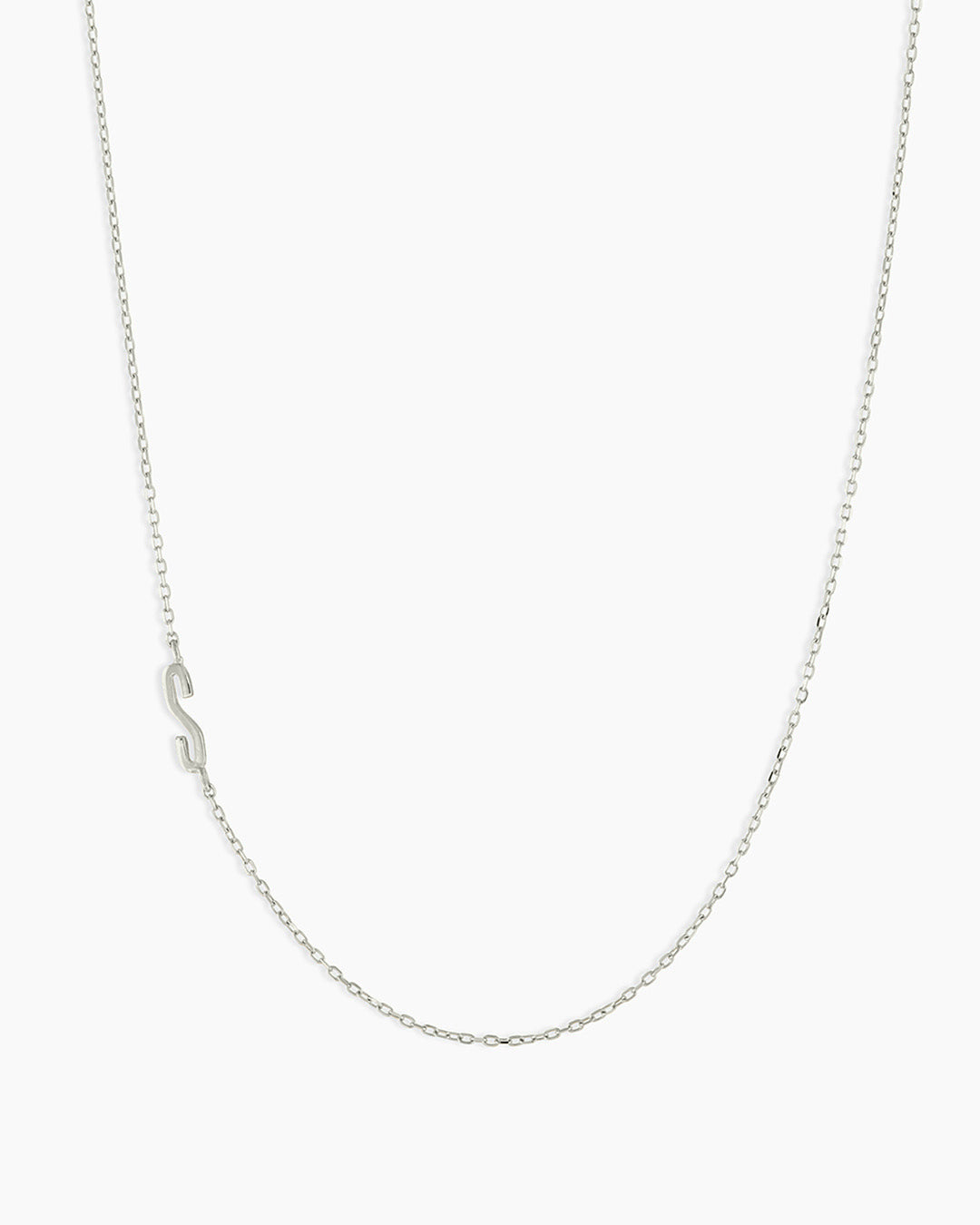 Alphabet Necklace || option::14K Solid White Gold, S