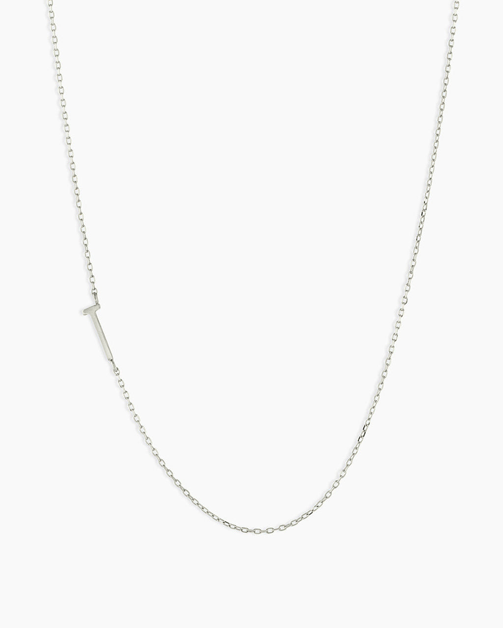 Alphabet Necklace || option::14K Solid White Gold, T
