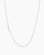 Alphabet Necklace || option::14K Solid White Gold, T