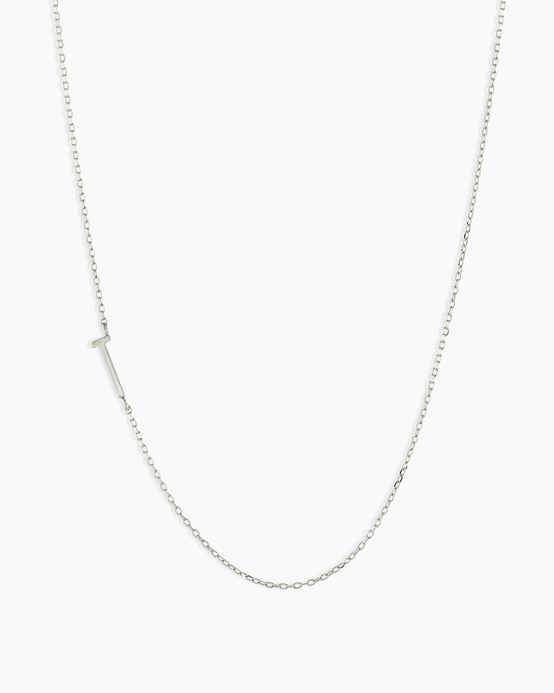 Alphabet Necklace || option::14K Solid White Gold, T