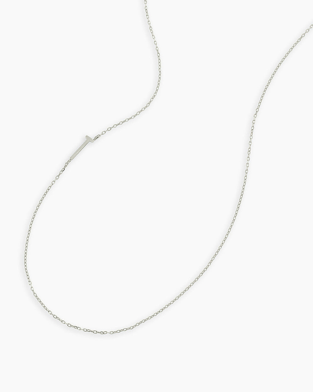 Alphabet Necklace || option::14K Solid White Gold, T
