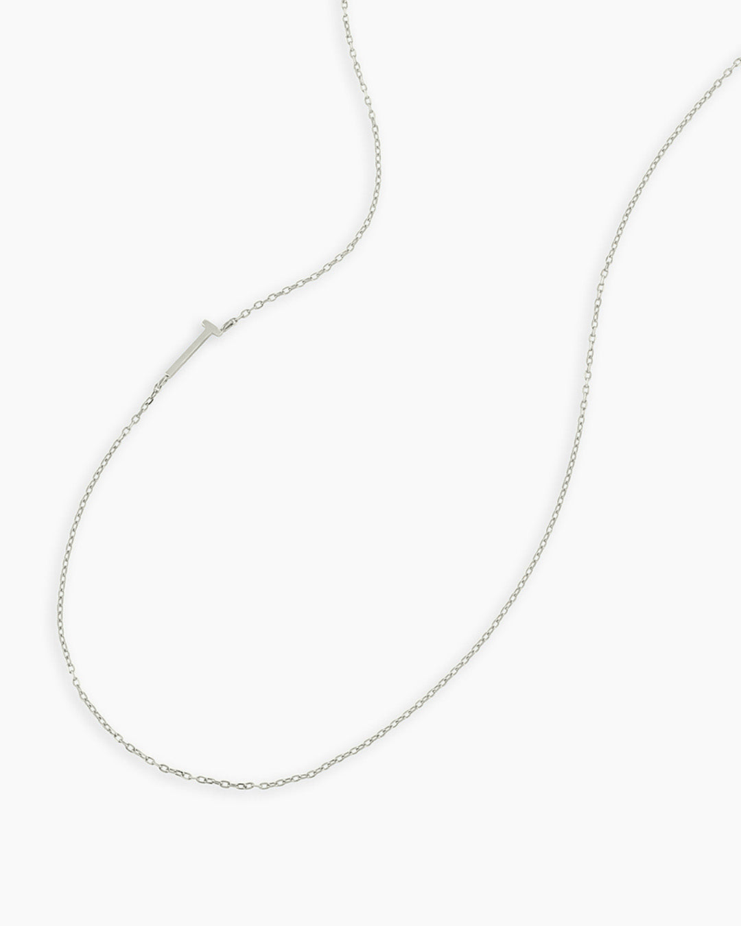 Alphabet Necklace || option::14K Solid White Gold, T