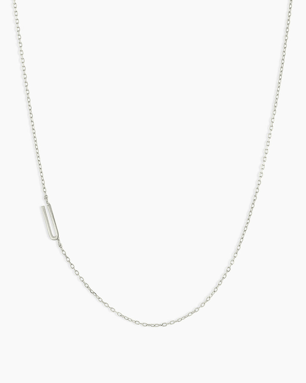 Alphabet Necklace || option::14K Solid White Gold, U