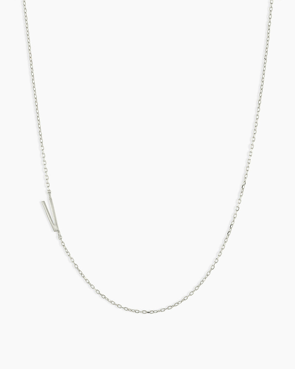 Alphabet Necklace || option::14K Solid White Gold, V