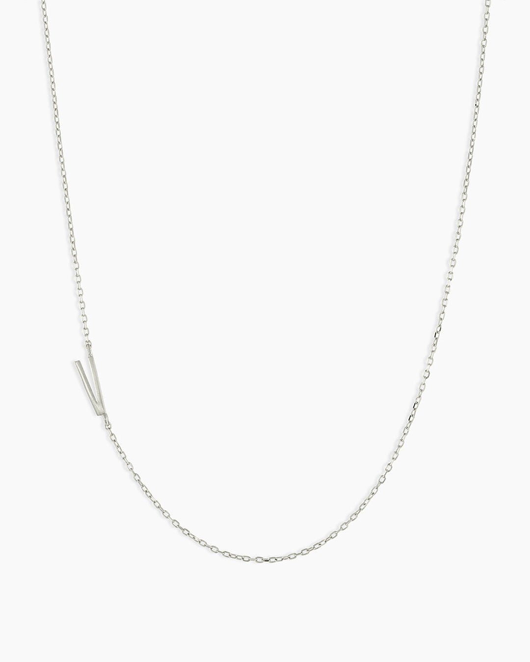 Alphabet Necklace || option::14K Solid White Gold, V