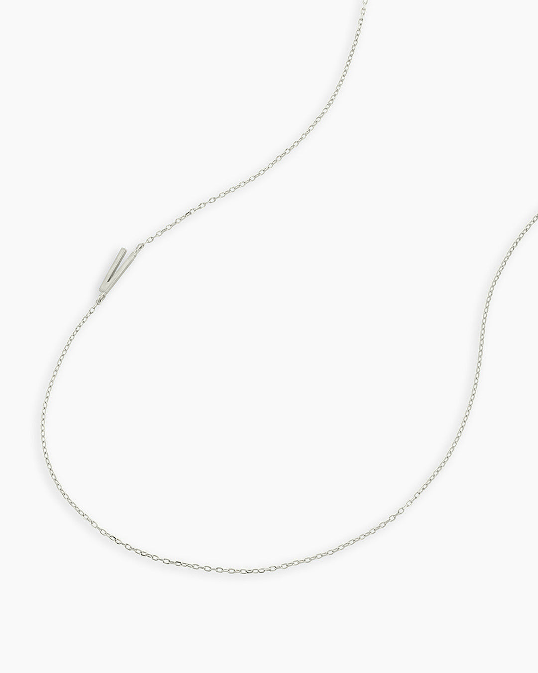 Alphabet Necklace || option::14K Solid White Gold, V