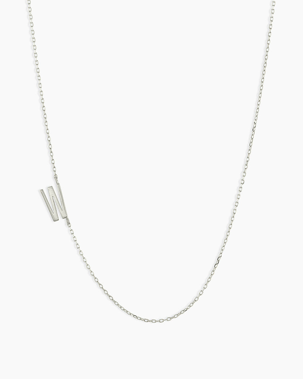 Alphabet Necklace || option::14K Solid White Gold, W