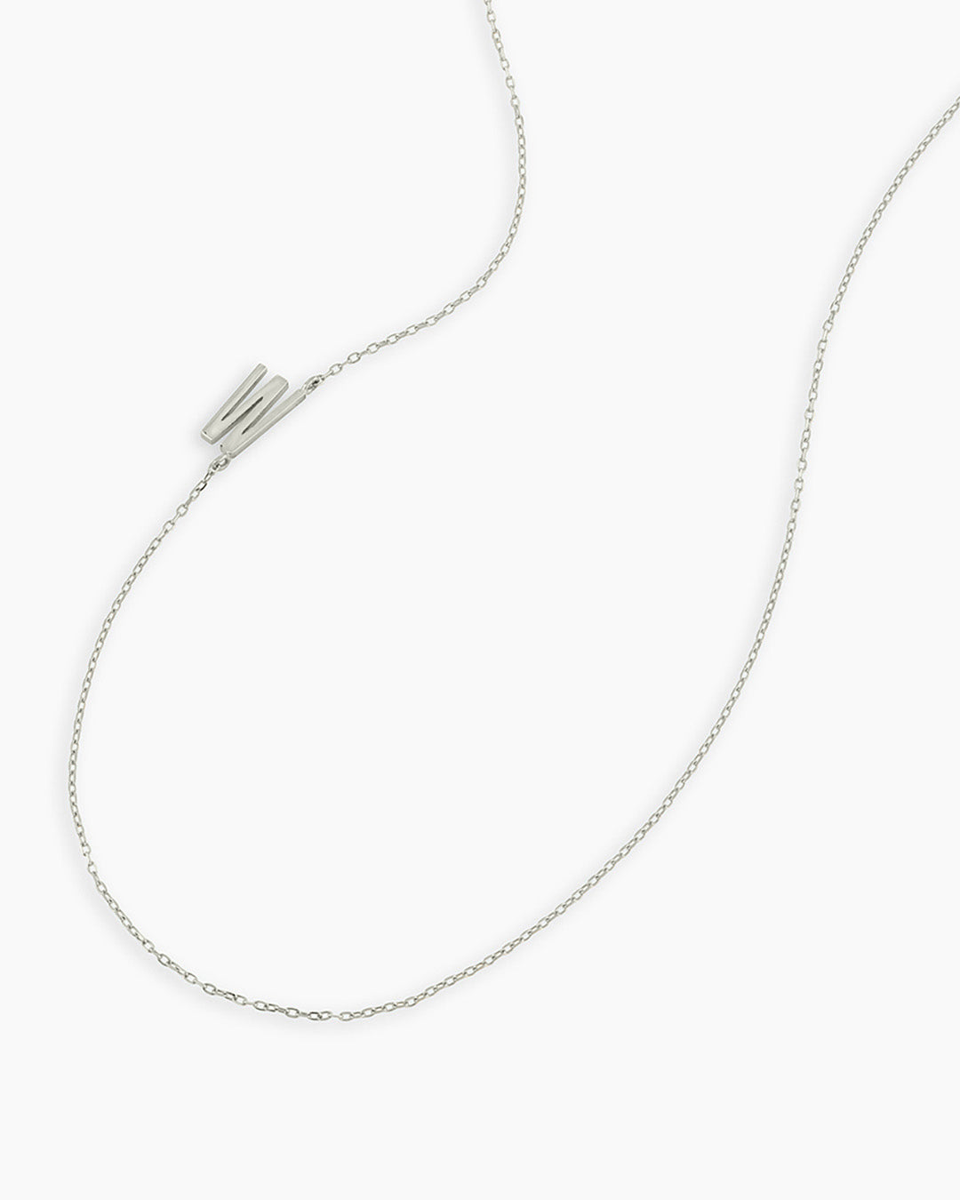 Alphabet Necklace || option::14K Solid White Gold, W