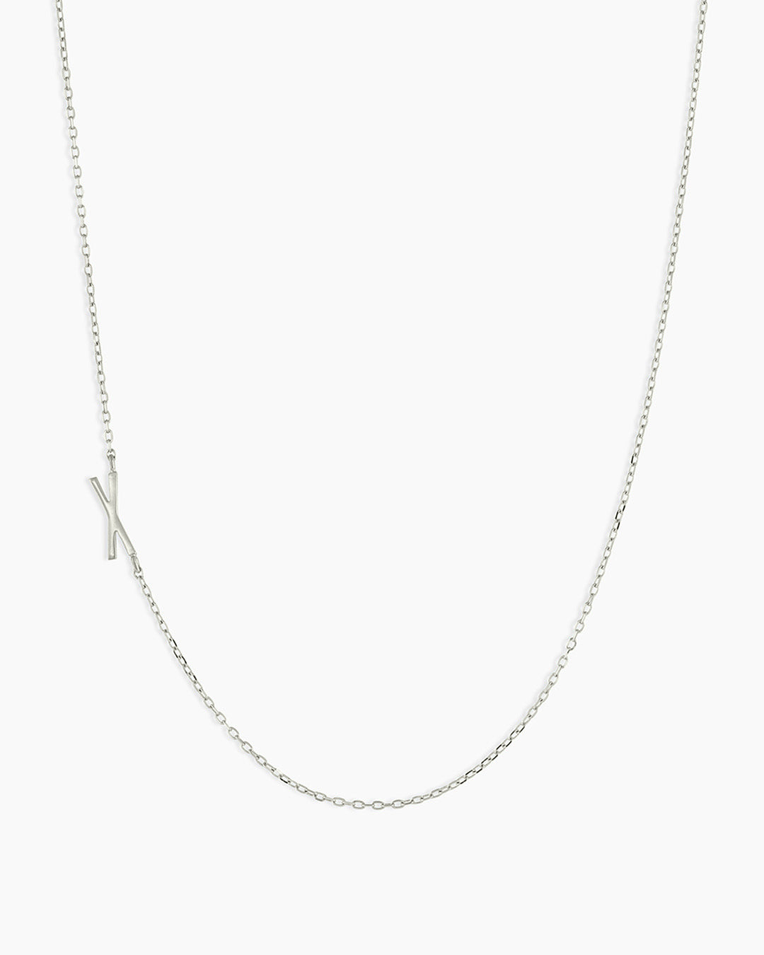 Alphabet Necklace || option::14K Solid White Gold, X