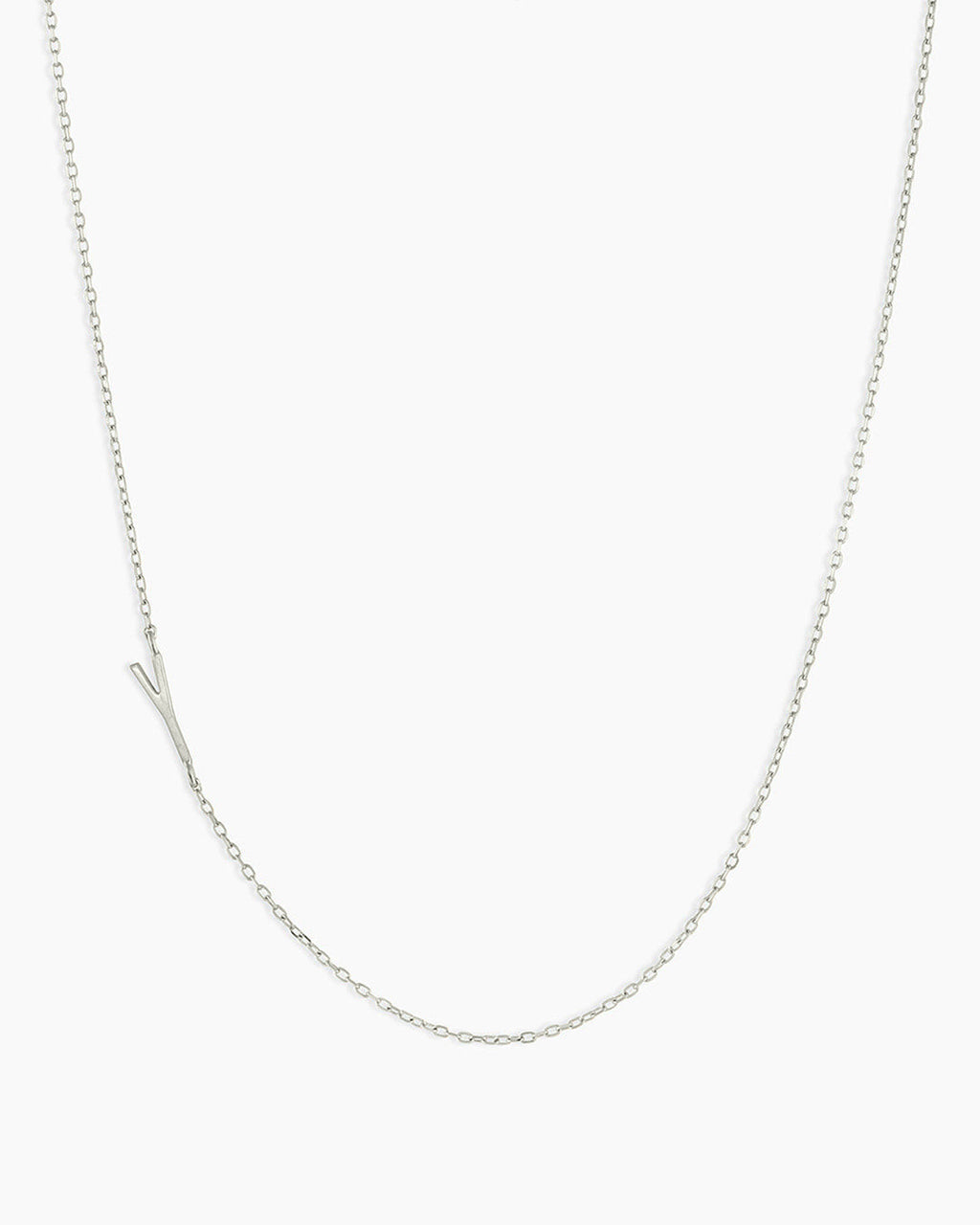 Alphabet Necklace || option::14K Solid White Gold, Y