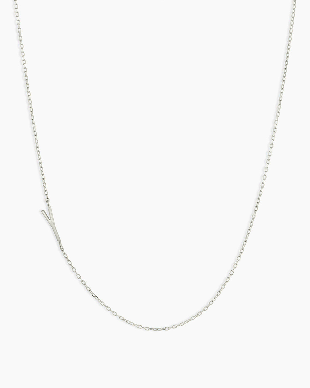 Alphabet Necklace || option::14K Solid White Gold, Y