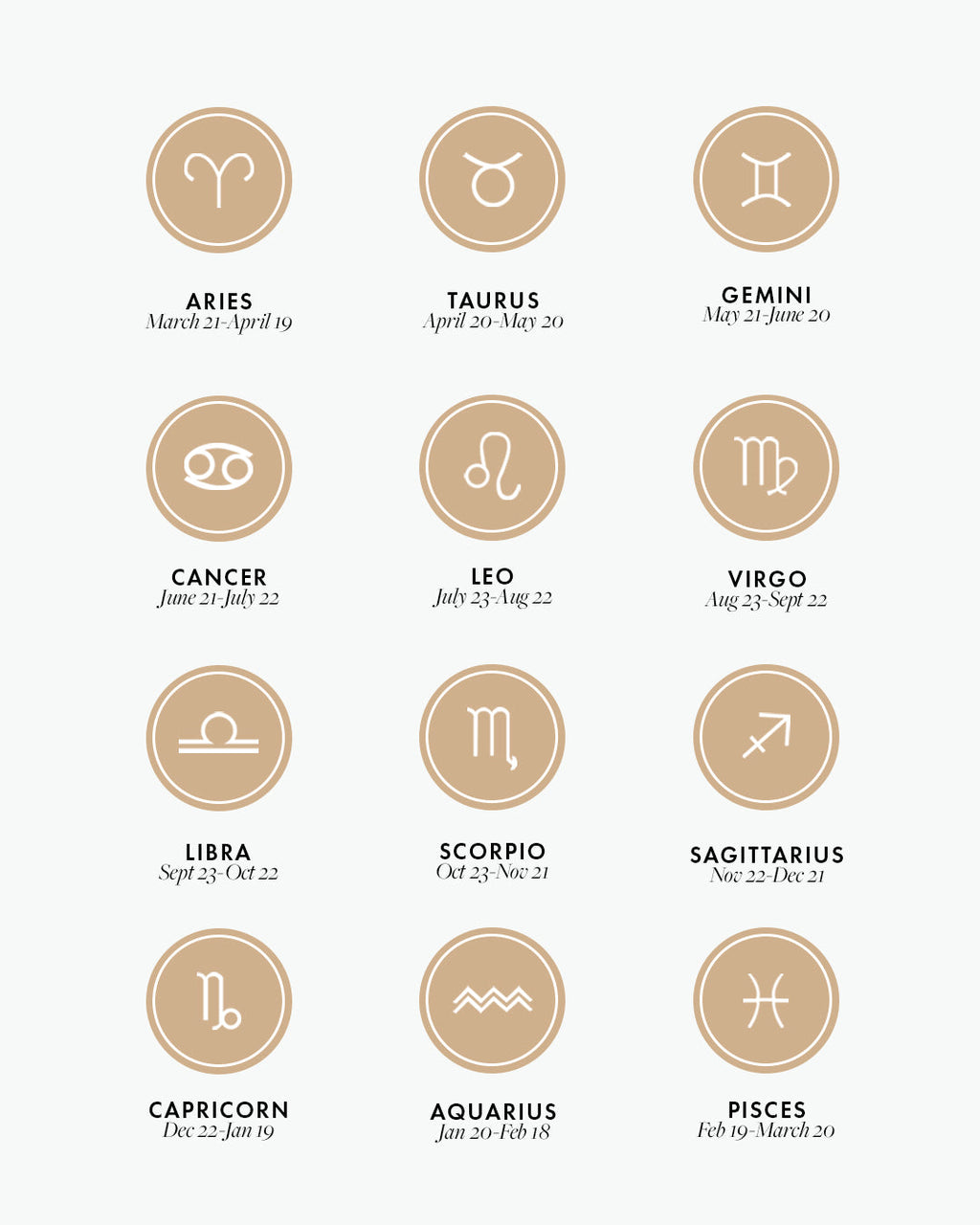 18K gold plated zodiac charms