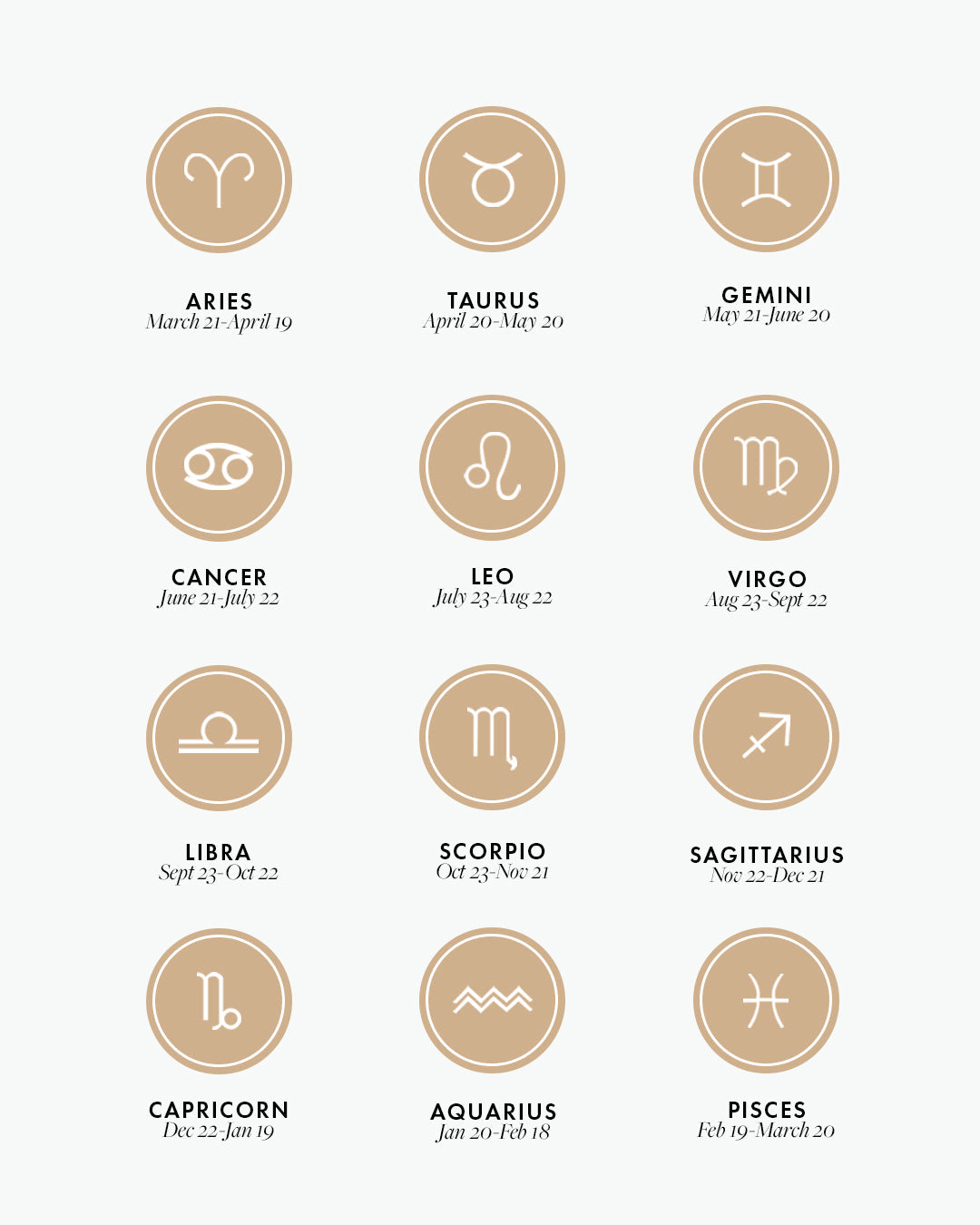 18K gold plated zodiac charms