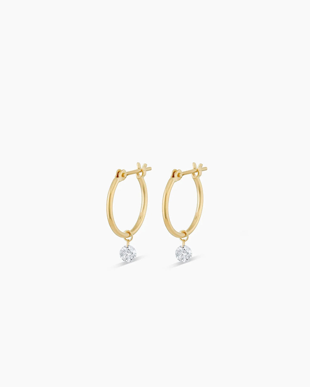 Floating Diamond Huggies || option::18K Solid Gold