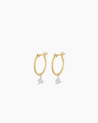 Floating Diamond Huggies || option::18K Solid Gold