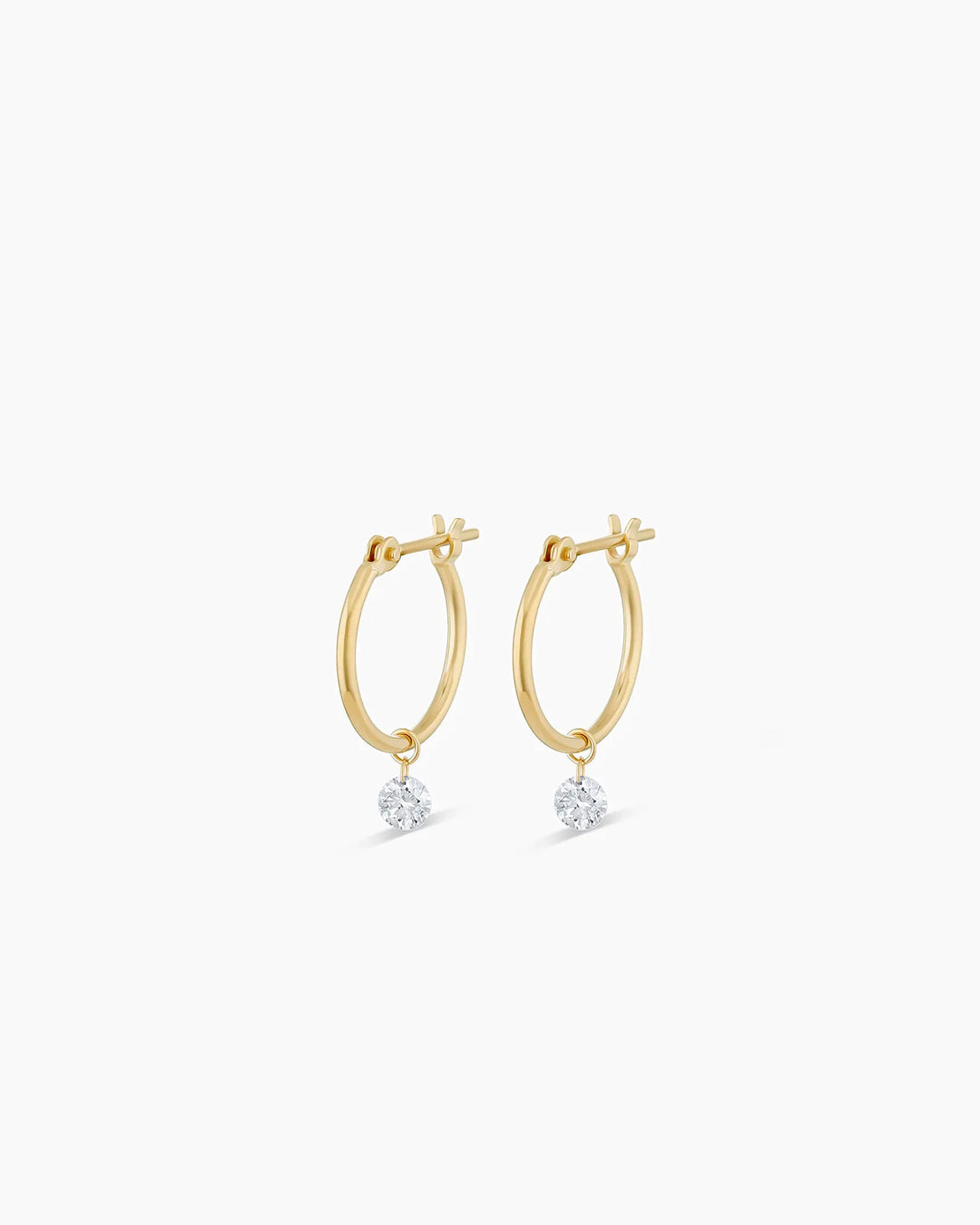 Floating Diamond Huggies || option::18K Solid Gold