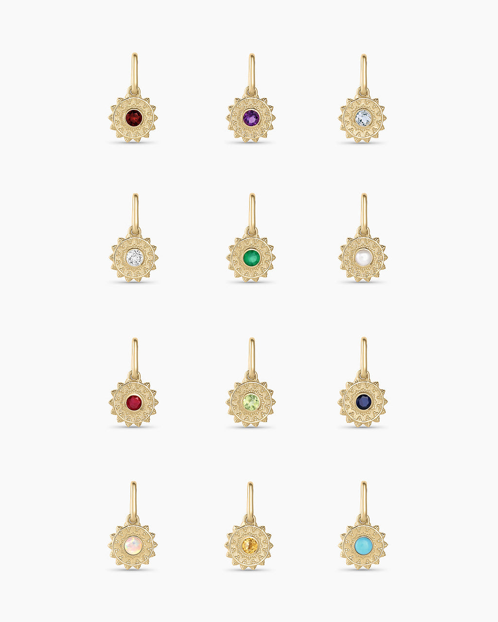 14K solid gold birthstone charms