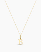 Diamond Vintage Alphabet Necklace || option::14K Solid Gold, B