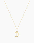 Diamond Vintage Alphabet Necklace || option::14K Solid Gold, D