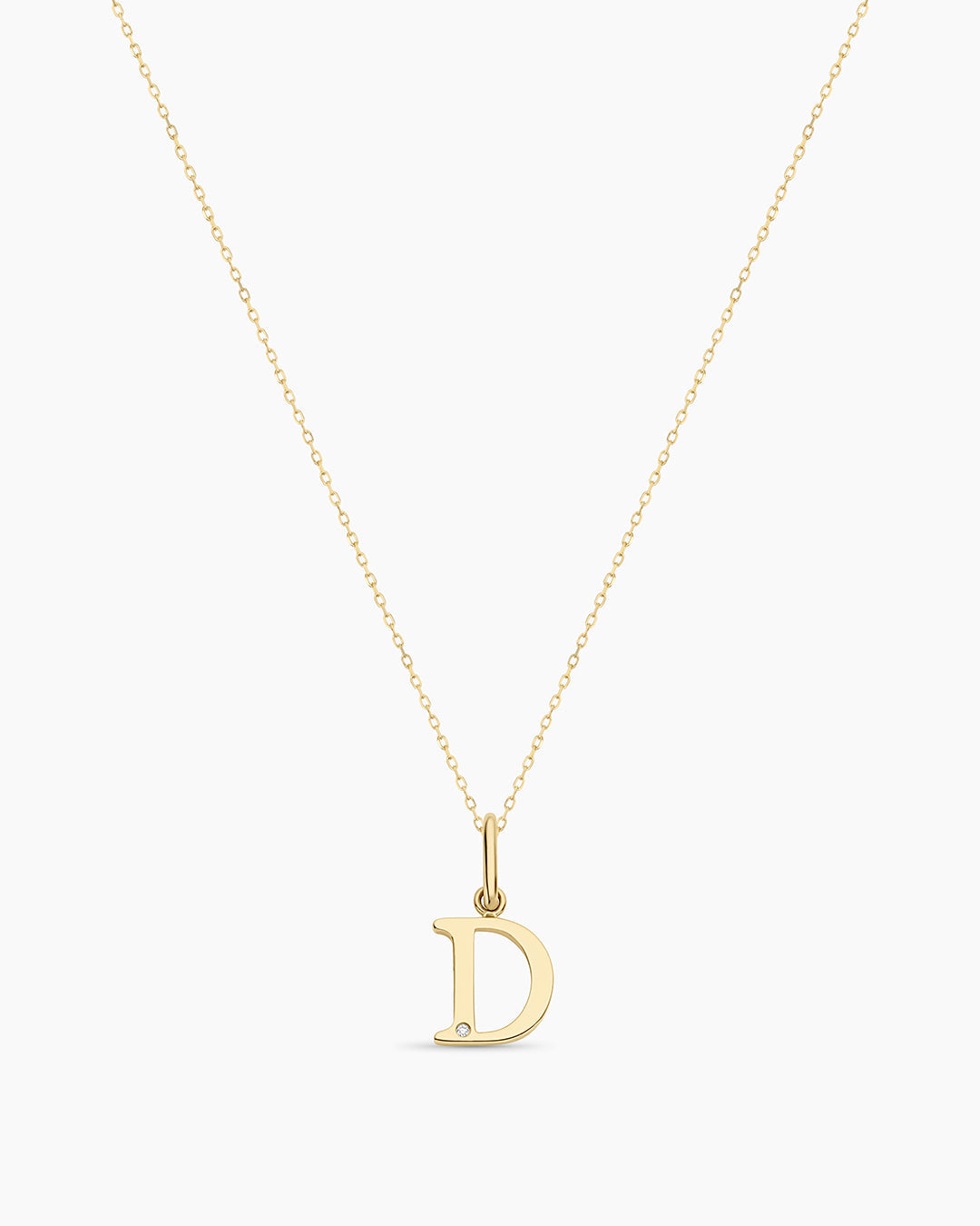 Diamond Vintage Alphabet Necklace || option::14K Solid Gold, D