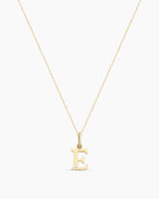 Diamond Vintage Alphabet Necklace || option::14K Solid Gold, E